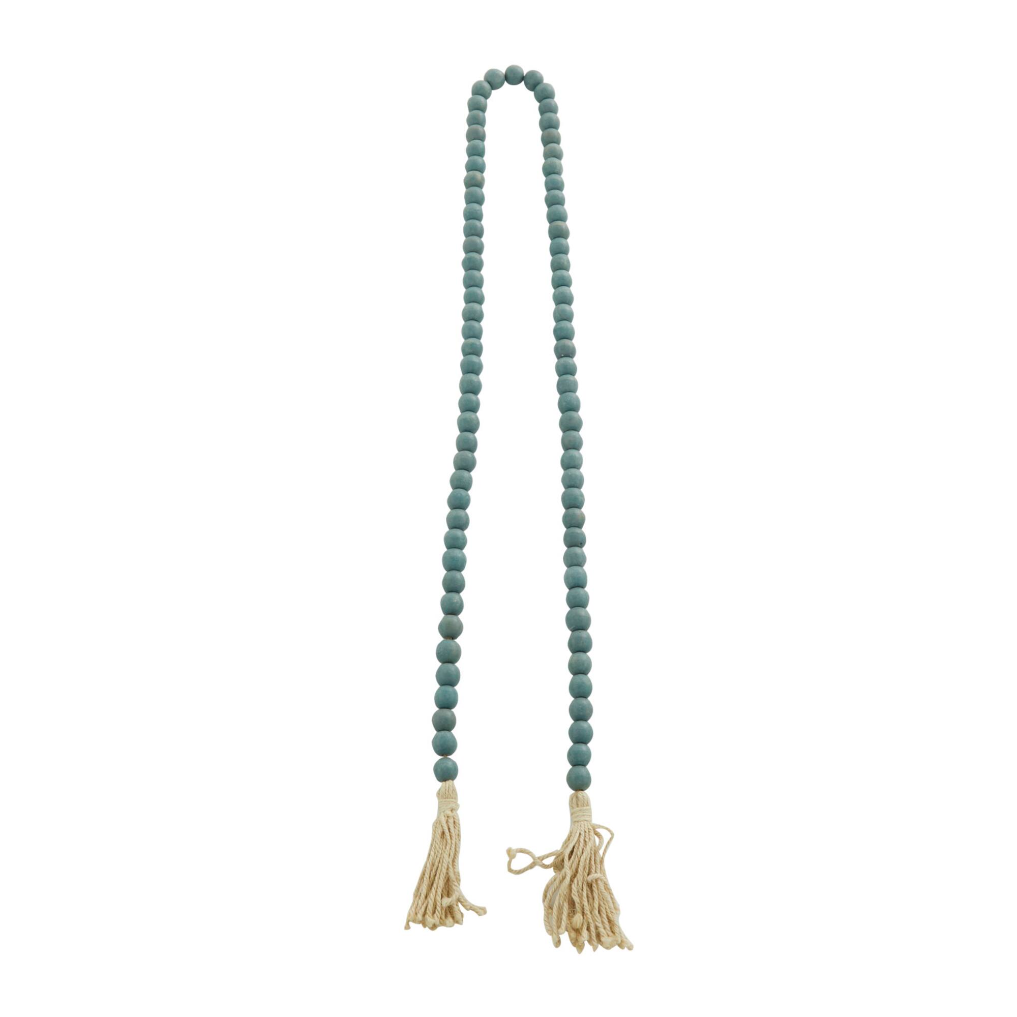 Blue Wood Beaded Garland with Tassel